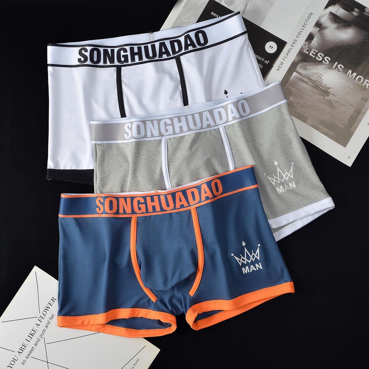 Men's Solid Color Boxers - Trendy Youth Underwear