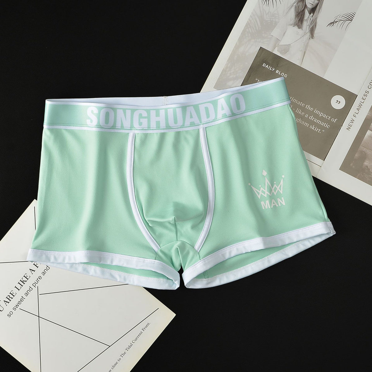 Men's Solid Color Boxers - Trendy Youth Underwear