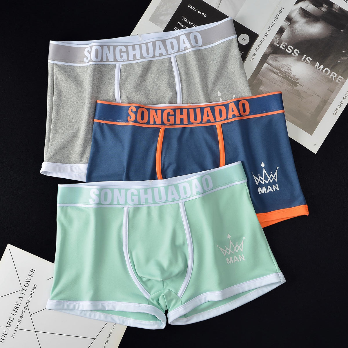 Men's Solid Color Boxers - Trendy Youth Underwear